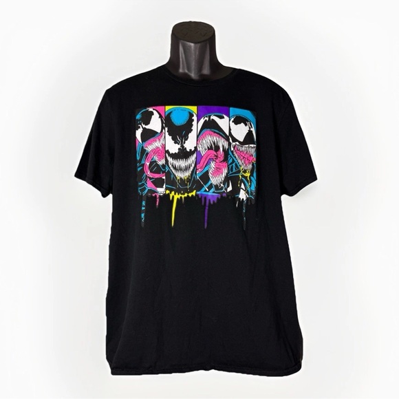 Venom - Four Colorful Faces Of Venom Black Marvel Men’s T-Shirt Size Large - Picture 1 of 4
